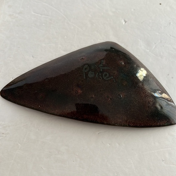 Vintage MCM Enamel Cooper Dish Signed - Picture 4 of 7